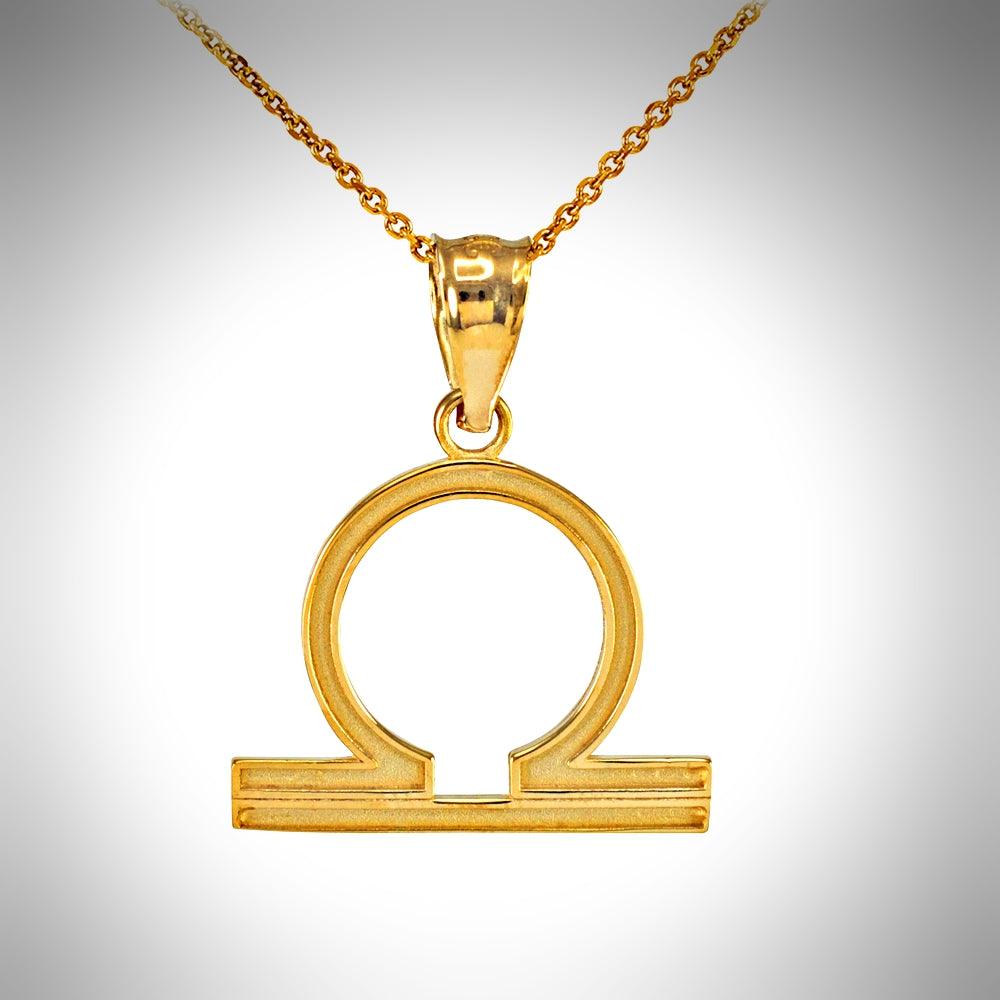 14k Two Tone Gold Open Circle Libra Pendant Necklace