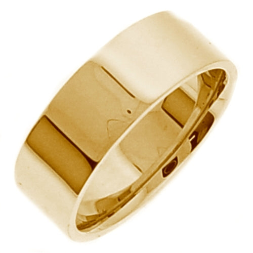 Plain 14K Yellow Gold 8MM Traditional Flat Top Pipe Design Ring Band