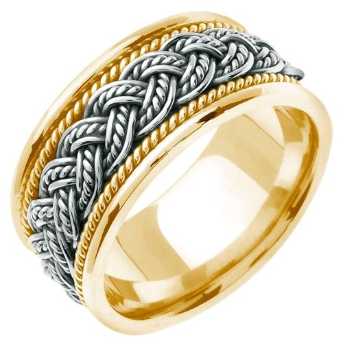 18k Yellow/White Gold 7 Strands Hand Braided Ring Band