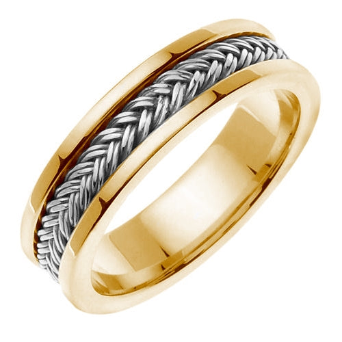 14K White or Yellow Gold Hand Braided Ring Band