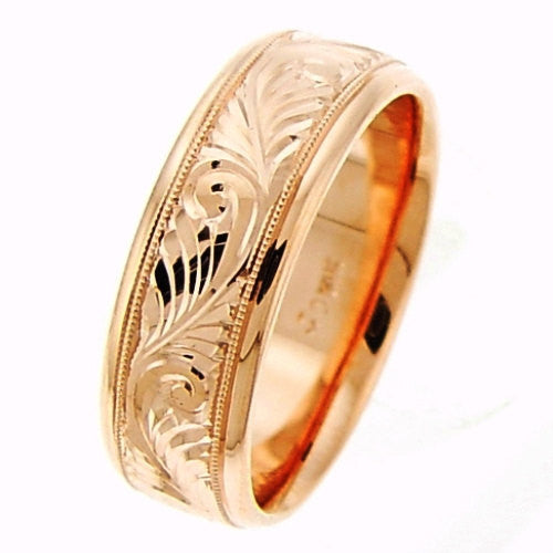 TITANIUM HAND ENGRAVED HAWAIIAN PLUMERIA SCROLL BAND RING 10MM – Arthur's  Jewelry